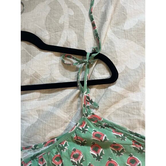 Marea green printed cotton midi dress tie shoulders women’s X-Large - Picture 7 of 9